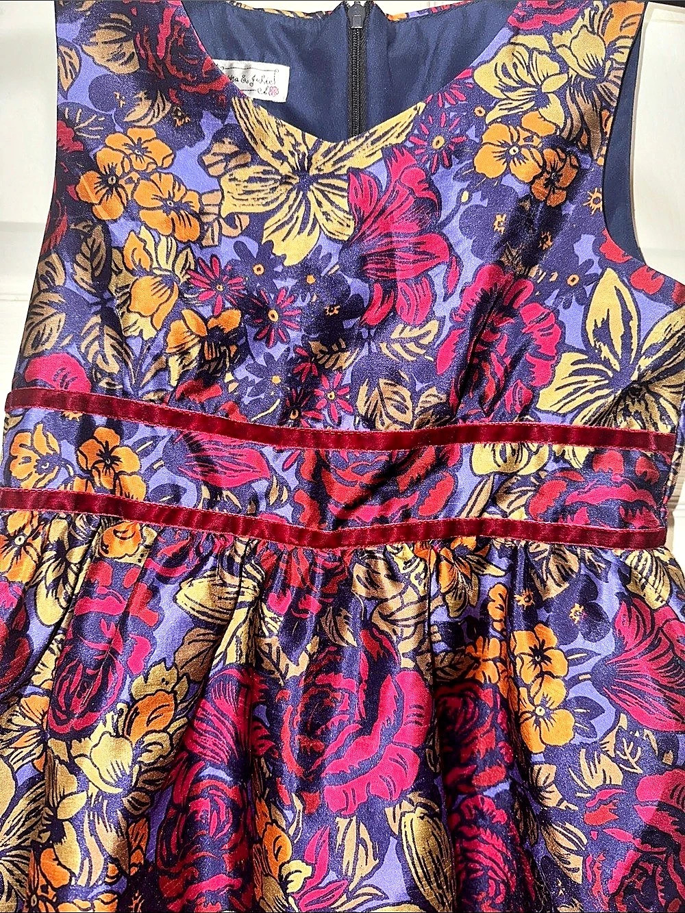 Pippa & Julia Floral Party Dress in Purple & Pink Size 12 Like New - Picture 3 of 5